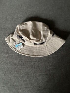 Beige Bucket Hat with Black Accent Cord